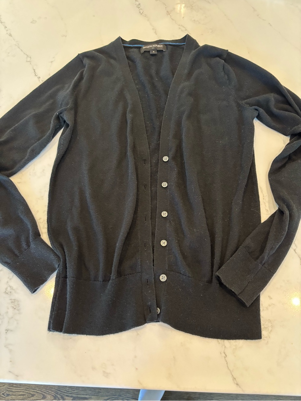 Banana Republic Black V-Neck Button Cardigan - Picture 3 of 7